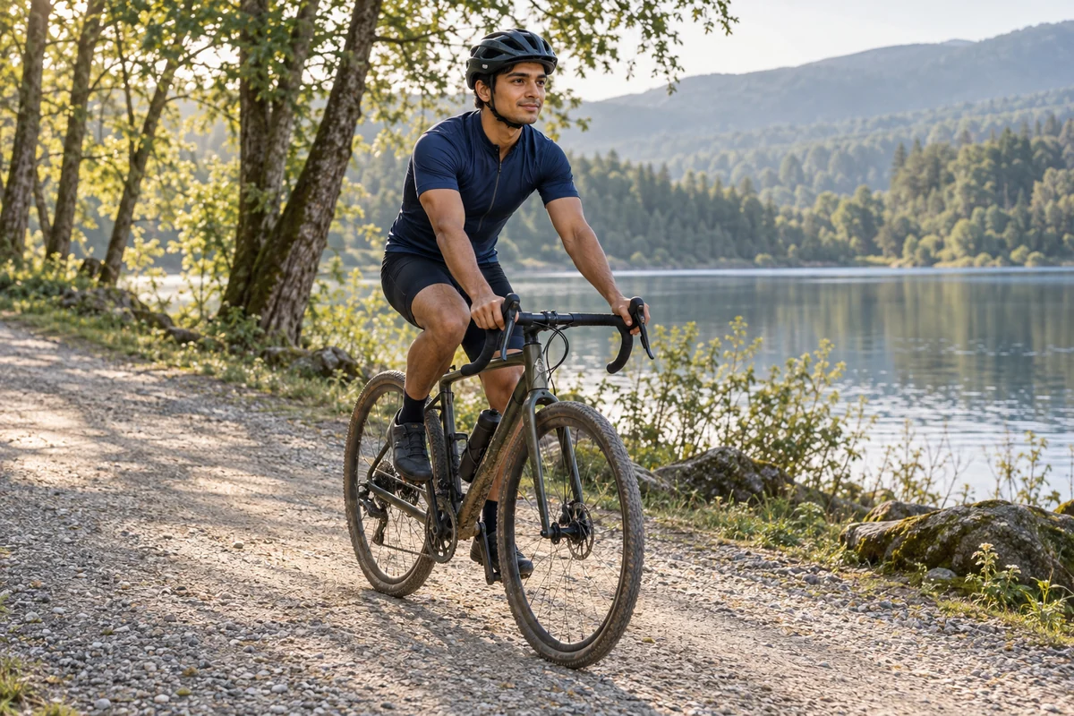 Sportovec při lehké jízdě na kole mezi náročnými dny